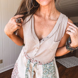 Perfect Easy Button V Neck Mini Pocket Tank
