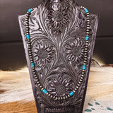 5MM Silver & Teal 22" Faux Sterling Silver Necklace