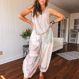 Oatmeal Floral Patchwork Jogger