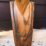 5MM Bronze & Teal 22" Faux Sterling Silver Necklace