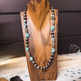 XL Torpedo Mix Faux SS + Turq Necklace | 24"