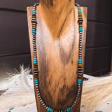 Faux Saucer Turq + Tiger Eye Necklace | 26"