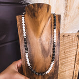 8mm Faux Silver Black & White Layering Necklace