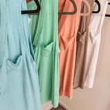 Perfect Easy Button V Neck Mini Pocket Tank