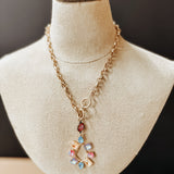 Bloom Teardrop Rhinestone Cufflink Chain Necklace