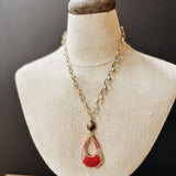 Matte Gold Chain Seed Bead Teadrop Necklace