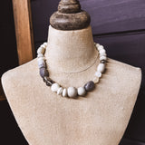 Matte Grey Wood Statement Necklace