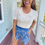 Cream Ivory Floral Crochet Mesh