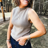 Micro Rib Mock Neck Tank