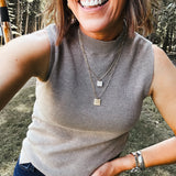 Micro Rib Mock Neck Tank