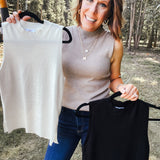 Micro Rib Mock Neck Tank