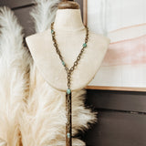 Vintage Bronze + Turq Lariat Necklace