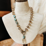 Turquoise + Mocha Stone Toggle Necklace