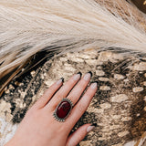 Red Jasper Oval Ball SS Adj. Ring