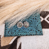 Retro Concho Stud + Turq Stone Earring