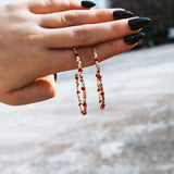 Red + Gold Bead Dainty Hoop