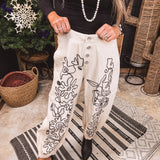 Floral Embroidered Twill Pant