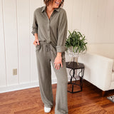 Olive Grove Flowy Button Up Set