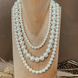 Betty 3 Row Classic Pearl Necklace