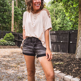 Almond Jersey Dolman with Crochet Shoulder Detail