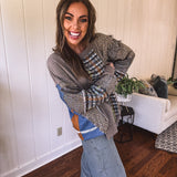 Grandma's Closet Mocha Patch & Sew Pullover