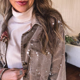Brown Mineral Wash Paint Splatter Starburst Jacket
