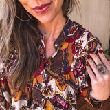 Ruby + Amber Printed Long Sleeve Button Down Top