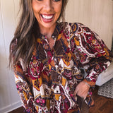 Ruby + Amber Printed Long Sleeve Button Down Top