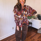 Ruby + Amber Printed Long Sleeve Button Down Top