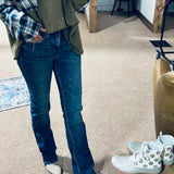 Dark Tummy Control Straight Denim | High Rise