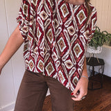 Crimson Ikat Blouse