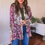 Mauve Wandering Woman Velvet Peplum Blouse