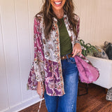 Mauve Wandering Woman Velvet Peplum Blouse