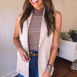 Mocha Stripe Mock Neck Sleeveless Sweater