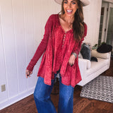 Brick Washed Long Sleeve Tunic Top