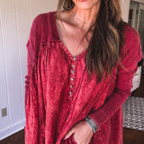 Brick Washed Long Sleeve Tunic Top