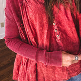 Brick Washed Long Sleeve Tunic Top