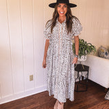 Cream Whimsical Leo Midi Button Front Dress