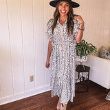 Cream Whimsical Leo Midi Button Front Dress