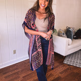 Crushing On You Navy Velvet Patchwork Duster