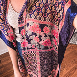Crushing On You Navy Velvet Patchwork Duster