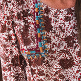 Amber Mix Print Square Yoke Embroidered Top