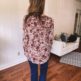 Amber Mix Print Square Yoke Embroidered Top