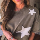 Olive Star Patch Mineral Wash Tee