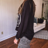 Black Happy Bolt Woven Pullover