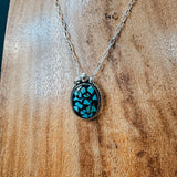 Single Mosaic Onyx Turq Chip Necklace