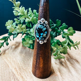 Mosaic Onyx Turq Chip Adjustable Ring