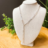 Silver Paperclip Chain Y Necklace