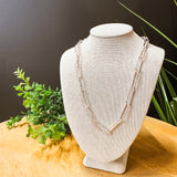 Paperclip Chain Hammered Simple Layering Necklace