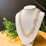 Paperclip Chain Hammered Simple Layering Necklace
